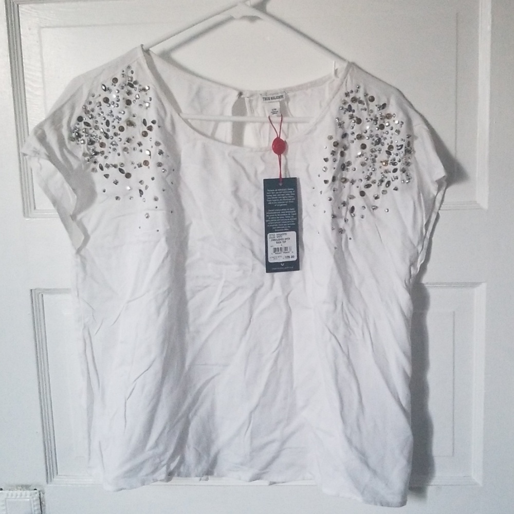 Embellished open back top